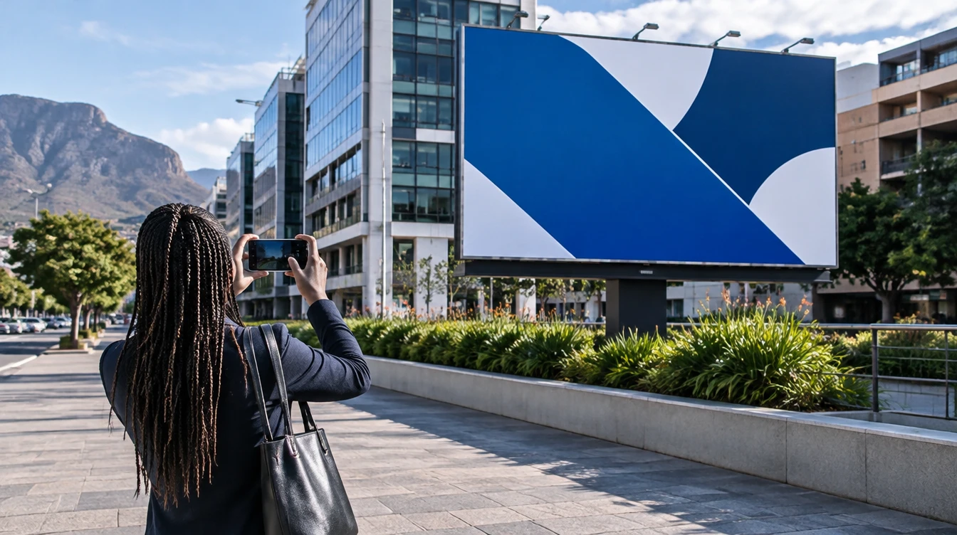 Concept field-verification photograph in a Standard Bank-inspired campaign context